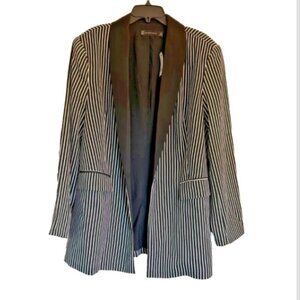 NWT New York & Company Women’s Black/White Stripe Blazer Button Size 16